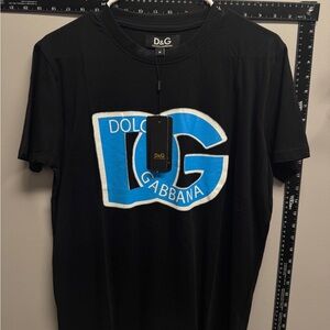 D&G Black T‑Shirt with Blue and White Logo